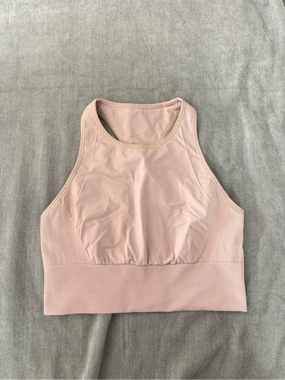 lululemon athletica High-Neck Sports Bralette in pink Ebb to train bra size 8